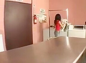college girl Gets An Anal Creampie In The Laundromat