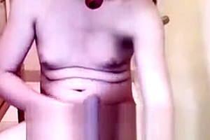 fine! asian ladyboy Sucks Own 10-Pounder And Deepthroats sex tool!