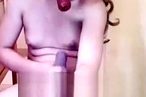 fine! asian ladyboy Sucks Own 10-Pounder And Deepthroats sex tool!