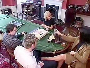 footjob under table tease