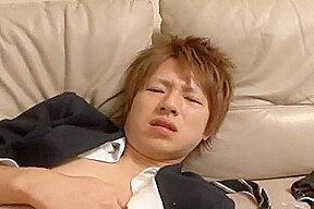 japanese boy is dallied with and made to wank and cum