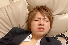 japanese boy is dallied with and made to wank and cum