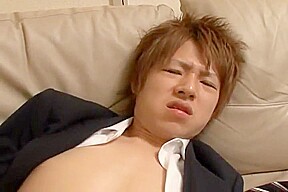 japanese boy is dallied with and made to wank and cum