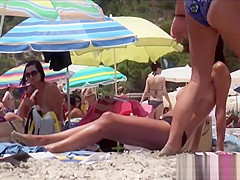massive boobs on skinny girls at the beach