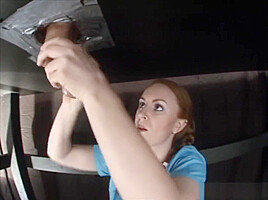 nurse with big natural tits gives gloryhole handjob