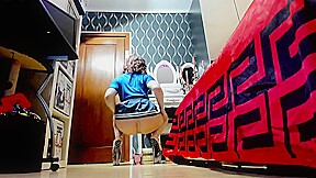 riding like a domme in pantyhoses and mini skirt