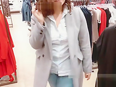 she swallows my cum in a changing room while I control her lovense vibrator