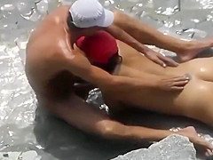 spying my Step sisters blowjob on the beach