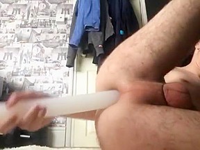 teen 18+ boy using 12 inch dildo for the first time