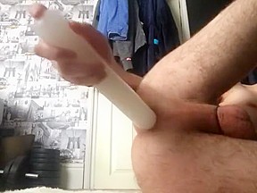 teen 18+ boy using 12 inch dildo for the first time
