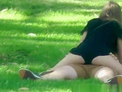 teen 18+ couple spied in public park