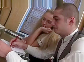tutor bends teen 18+ over the desk and ass fuck her