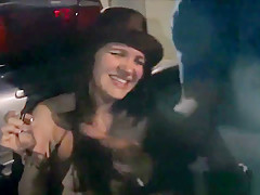 white chic first time bbc on hood of car and BBW owns bbc
