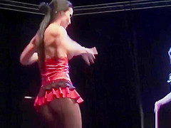 wild cock sharing on public show stage